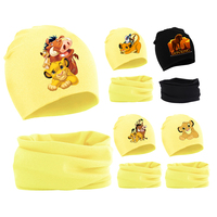 Mufasa The Lion King Baby Hat Scarf Anime Cartoon Autumn Winter Warm Cotton Comfortable Child's Beanie Knit Cap Collar 2Pcs Set