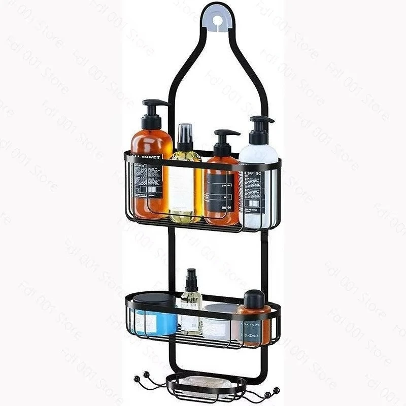 Detachable Electroplated Iron Shower Caddy 3 Tier Hanging Bathroom Storage Organizer No Drill Shower Head Basket