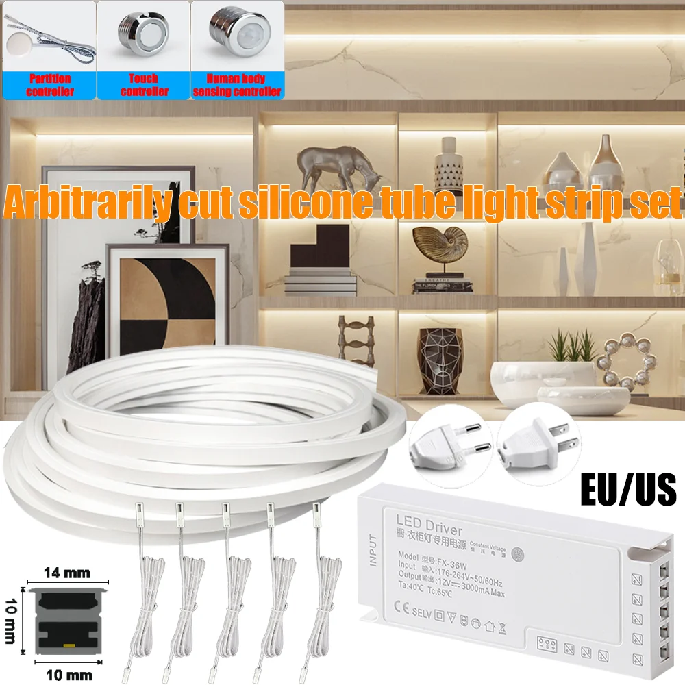Silicone LED Strip Channel Profile for Embedded Flexible Light 12VLED Silicone Light Strip Bendable Shaped Light Cut Arbitrarily