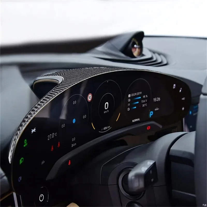 For Porsche Taycan 2019-2025 Soft Carbon Fibre Car Dashboard Panel Panel Speedometer Cover Decorative Sticker Car Interior