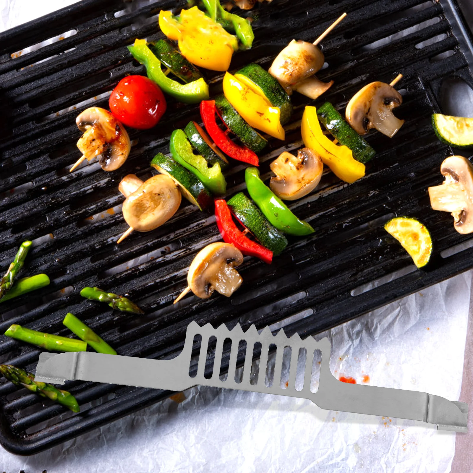 

Magnetic Grease Trap Spatula Holder For Griddle Stainless Steel Grill Food Mesh Screen Grid Fixing Rack Griddle Accessories