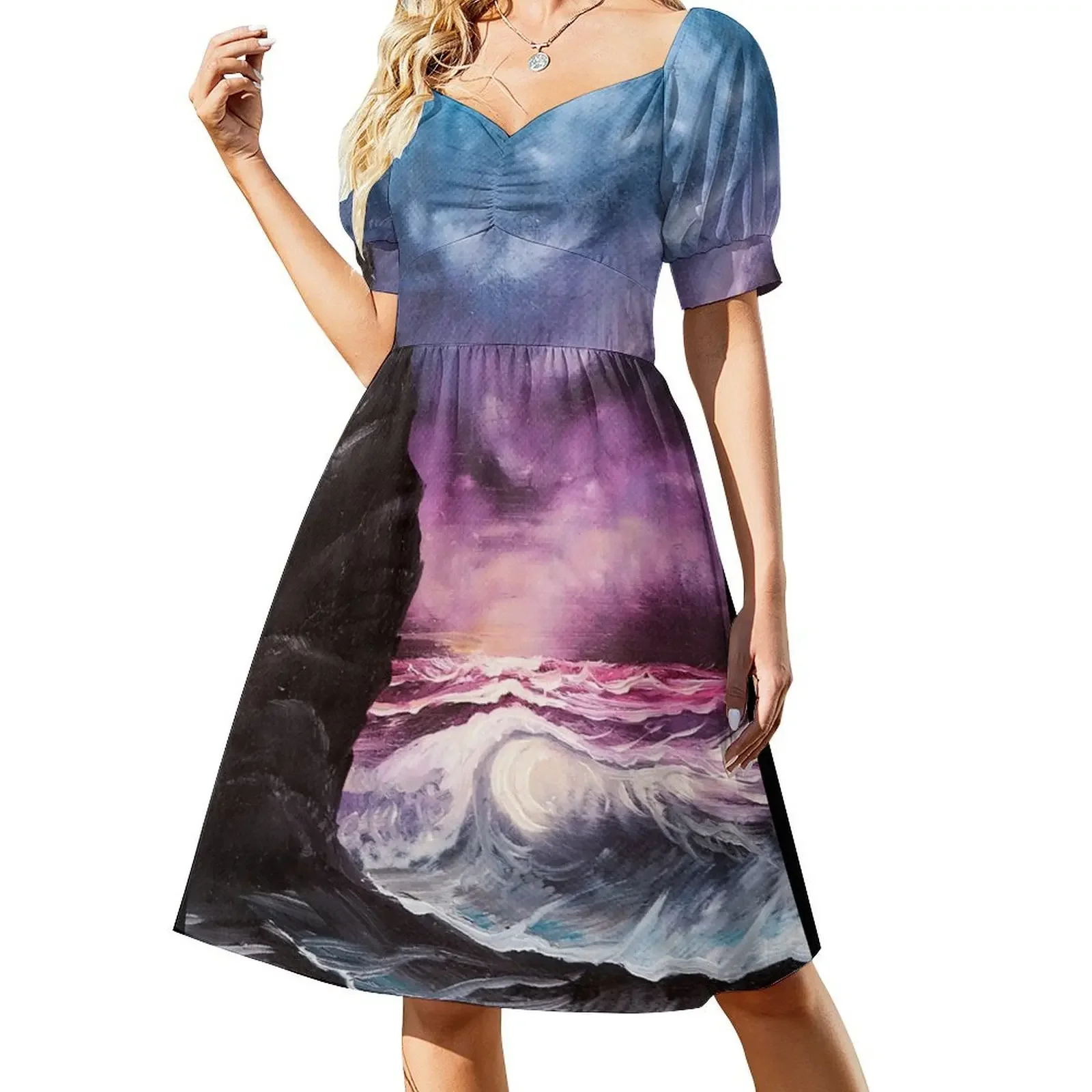 Ocean Sunset Bob Ross style seascape painting Sleeveless Dress Dress for girls cocktail dresses Dress