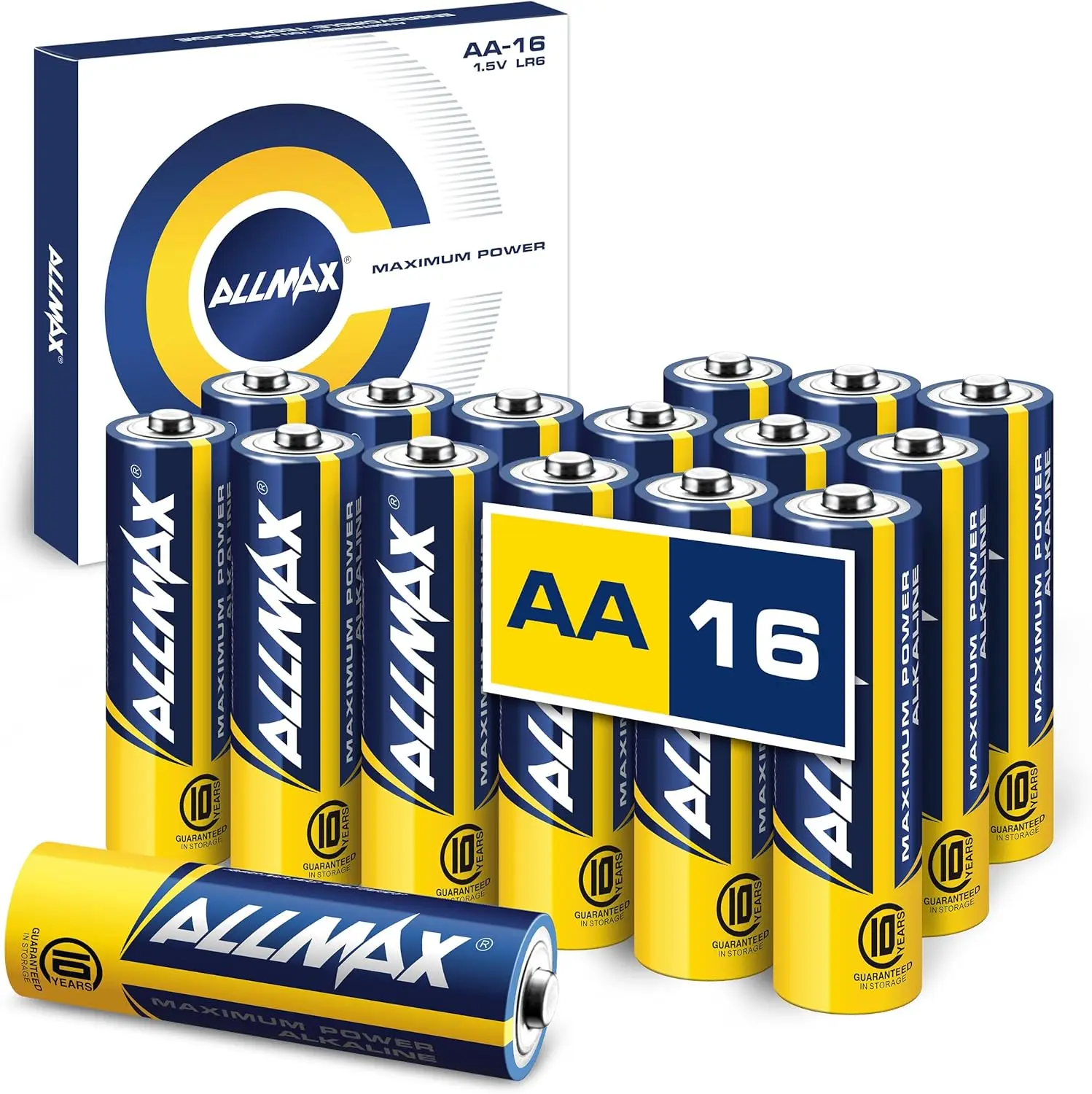 

Ultra Long-Lasting Alkaline Double A Batteries (16 Pack) – Leakproof, 10-Year Shelf Life, 1.5V