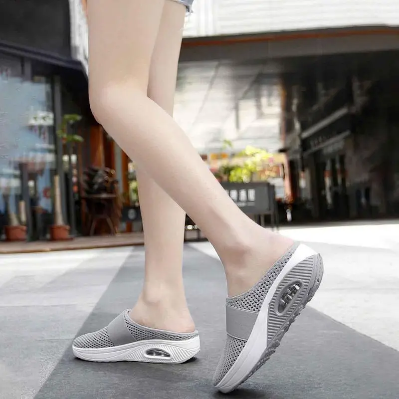 Slip-On Walking Shoes Mesh Sneaker Orthopedic Diabetic Air Cushion Shoes Breathable Platform Non-Slip Sneakers For Man Women