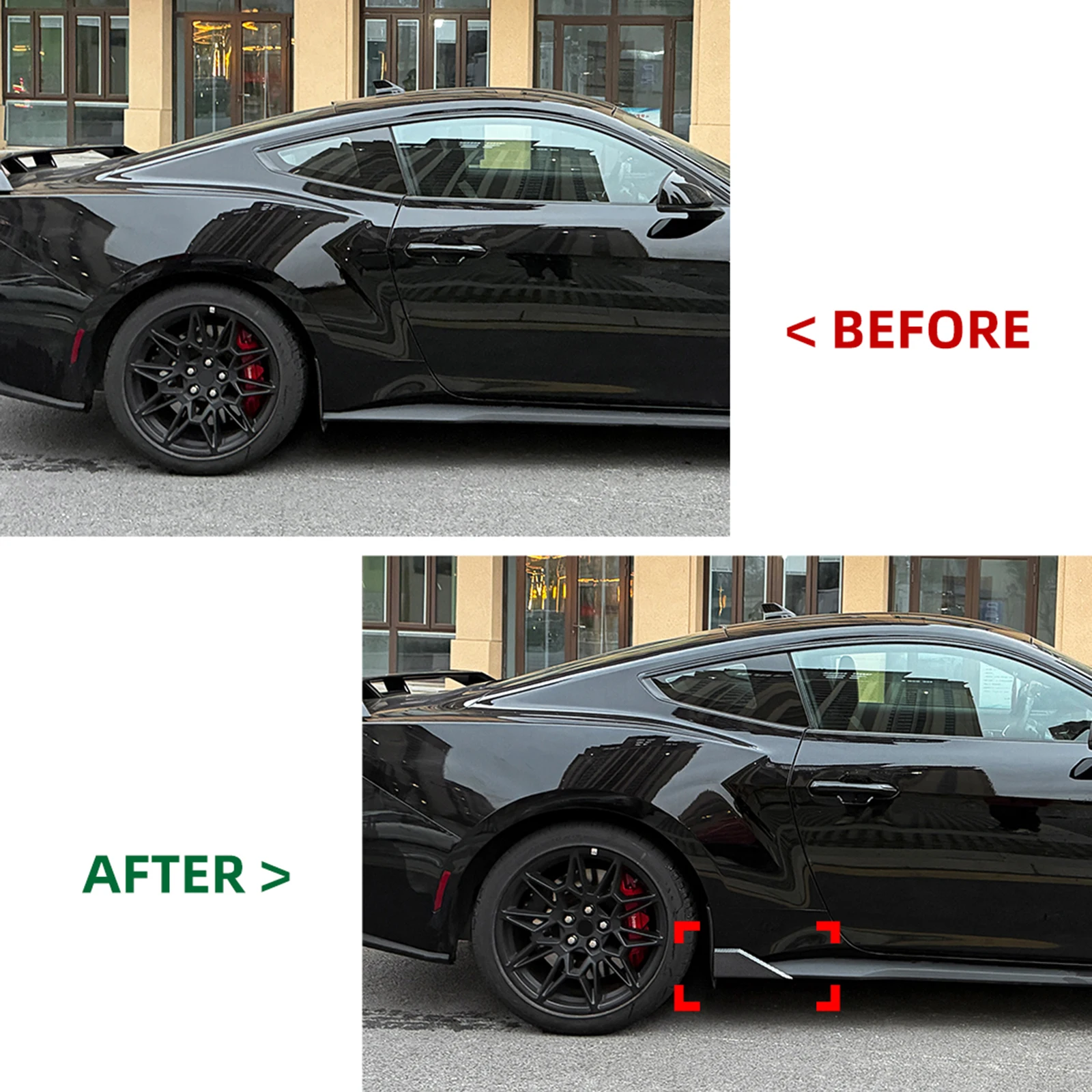 

Car Rear Door Panel Side Skirt Splitter Cover Lower Corner Spoiler Lips Trims Protector For Ford Mustang MK7 2024 2025 2026