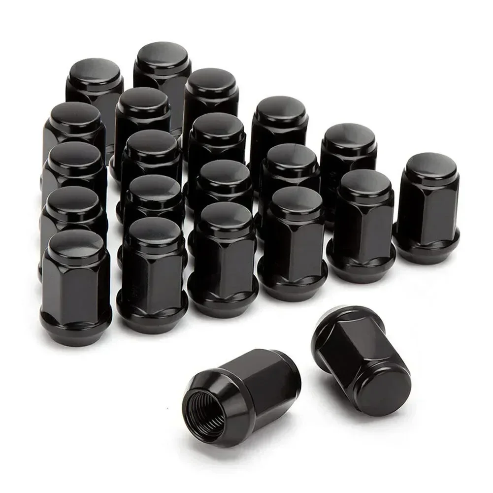 24PCS M12x1.5 Car Wheel Nuts Black Lug Nut Socket Steel For LandCruiser Prado For Ford 12x1.5 Black Auto Wheel Nuts Wear Parts