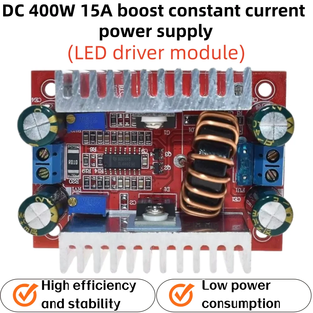 DC 400 W 15 A Step-up-Boost-Konverter Konstantstrom-Netzteil LED-Treiber 8,5–50 V auf 10–60 V Spannungsladegerät Step-Up-Modul