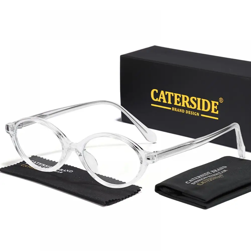 CATERSIDE Neue Retro Anti-Blaulicht-Brille für Damen und Herren, Tr-90 Ovaler Rahmen, Flache Gläser, Modische und Künstlerische Dekorationsbrille – Detail 10