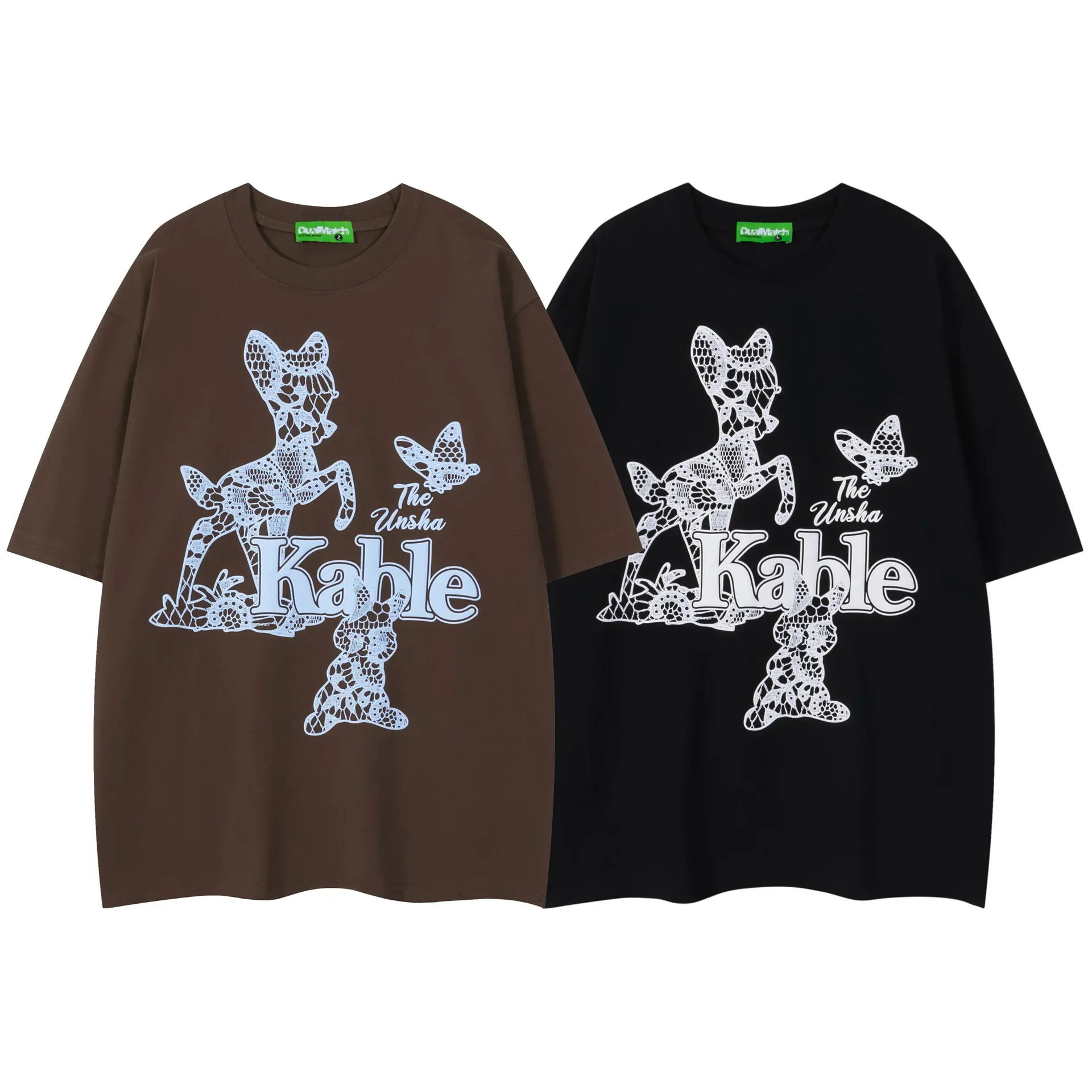 

Summer Fashion Mens T-shirts Japanese Streetwear Animal Printed Graphic Tees Couple New Casual O-neck Short Sleeve T Shirts Male
