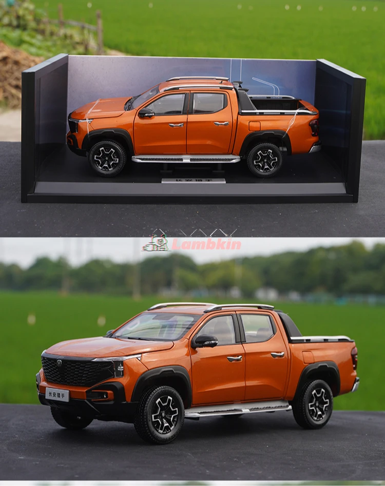 Original 1:18 Changan hunter pickup truck model 2024 Extended Range Pickup alloy simulation car model gifts ornaments miniature