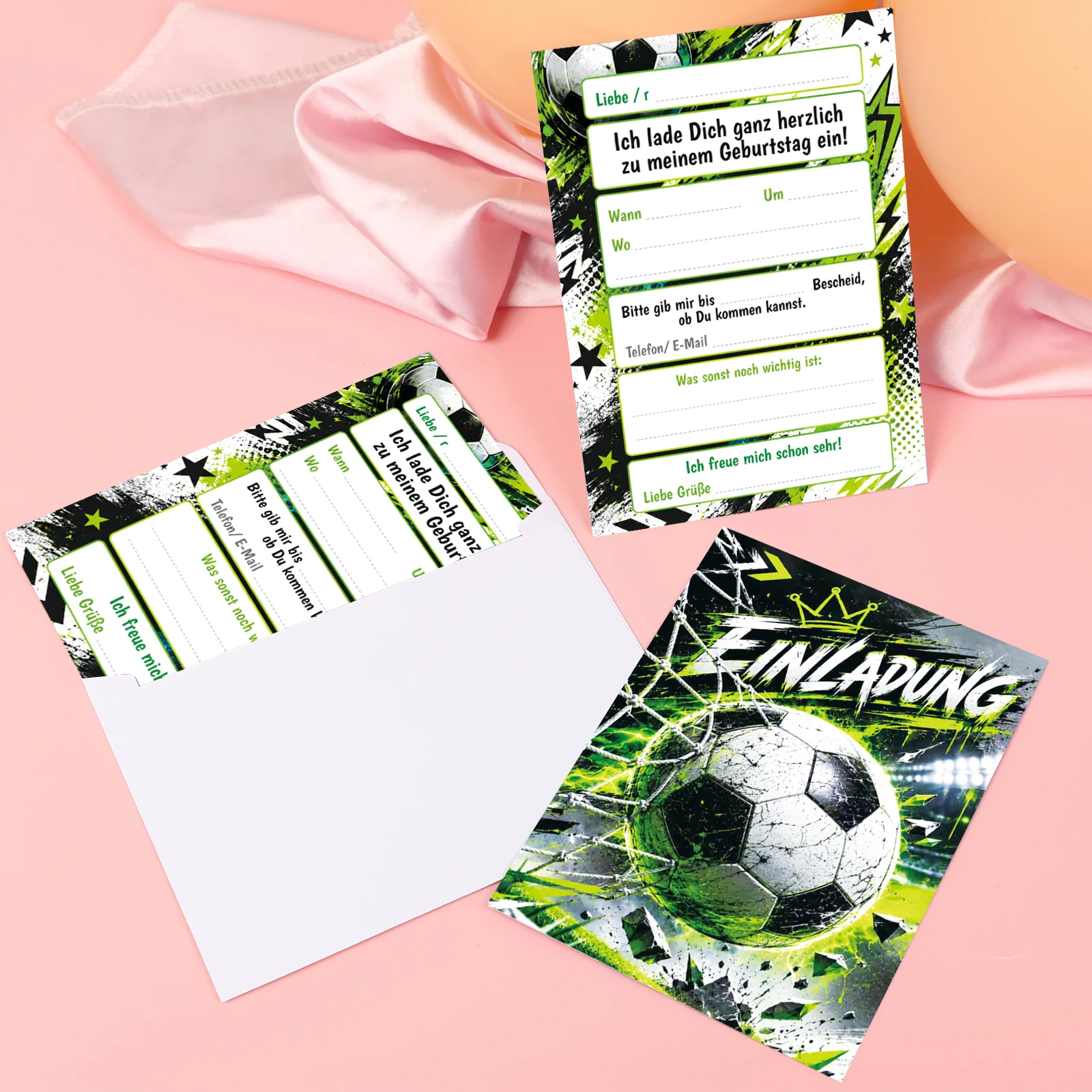 12 trendy football invitation cards with cool football designs, suitable for birthday parties, sports-themed parties and all kin view 2
