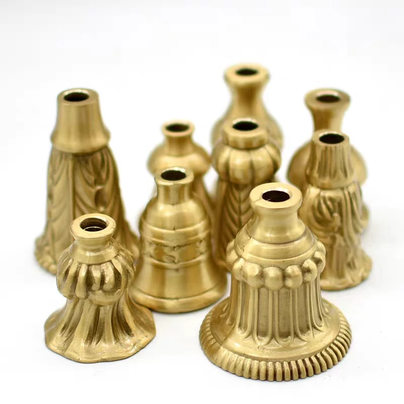Vintage European Ceramic & Glass Table Lamp Parts: Octagonal Copper Covers, Brass Hexagonal Die-Cast & Round Lamp Finials