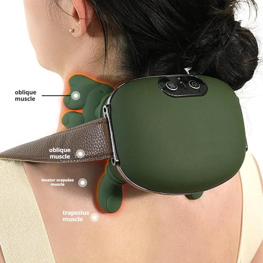 Massager with Hands Strap - Heat 3D Kneading Shiatsu for Neck Back Lightweight Design 3 Intensity Levels Relieve Muscle Fatigue
