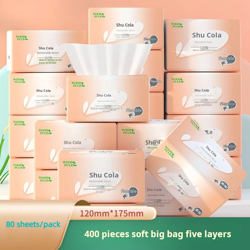 80 Sheets, 16 Packs, 5-layer Toilet Paper, Natural Wooden Tissue Paper, Household Thick Toilet Paper, Preferred For Stocking