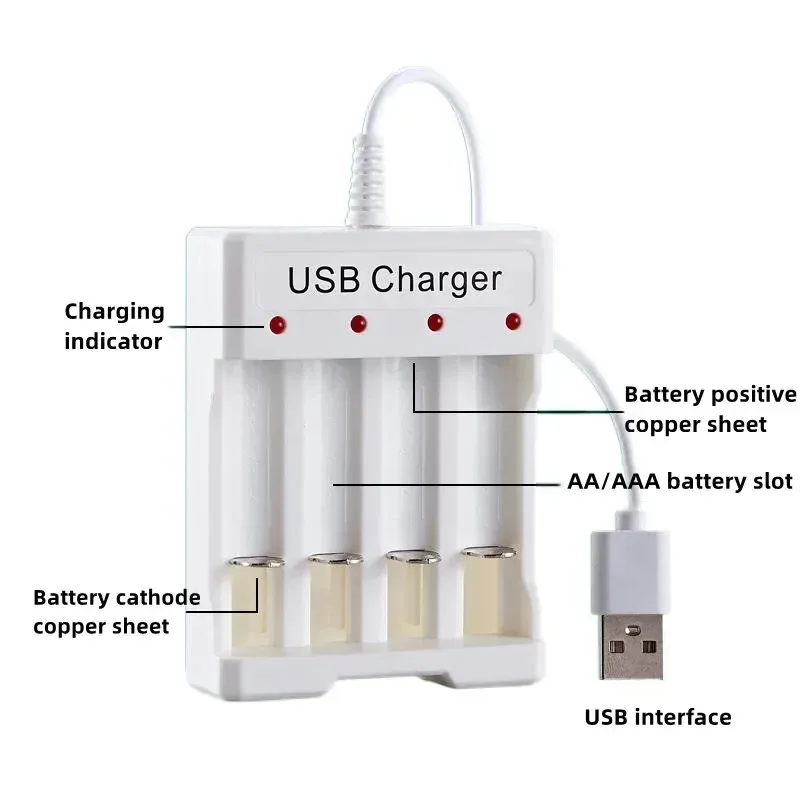 جودة عالية 3/4 فتحات USB إخراج شحن سريع شاحن بطارية حماية ماس كهربائى AAA ومحطة بطارية قابلة للشحن AA