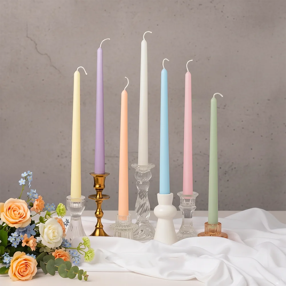 10'' Dripless Classic Taper Candles Unscented Home Decor Multicolored Long Candles Wedding Favors for Guests