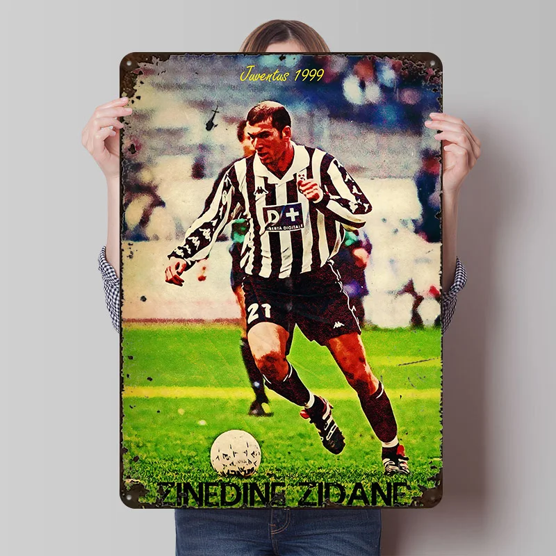 Металлический постер Зинедина Зидана, индивидуальный дизайн, ретро-винтажные металлические таблички для фанатов, декор для игровой комнаты, украшения для гаража