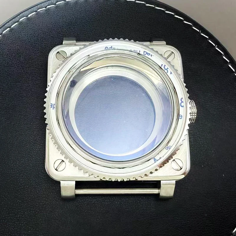 42mm シルバーシャドウ NH35 時計ケース スクエア ステンレススチール サファイアクリスタル NH35 NH36 7S26 4R35 4R36 自動巻きムーブメントに適合