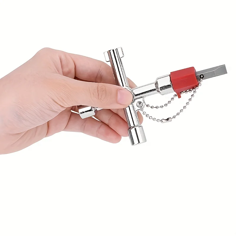 2 Stück Kreuzschalter, quadratischer Schlüssel, 4-Wege-Multifunktionsschlüssel, universeller Schaltschrankschlüssel, elektrischer Wassergaszähler, Schranköffnungsschlüssel – Detail 7