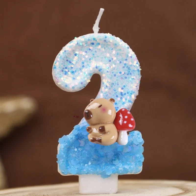 Capybara Digit 0-9 Candle New Cute Capibara Birthday Cake Topper Decor Baby Shower Gender Reveal Anniversary Party Supplies Gift