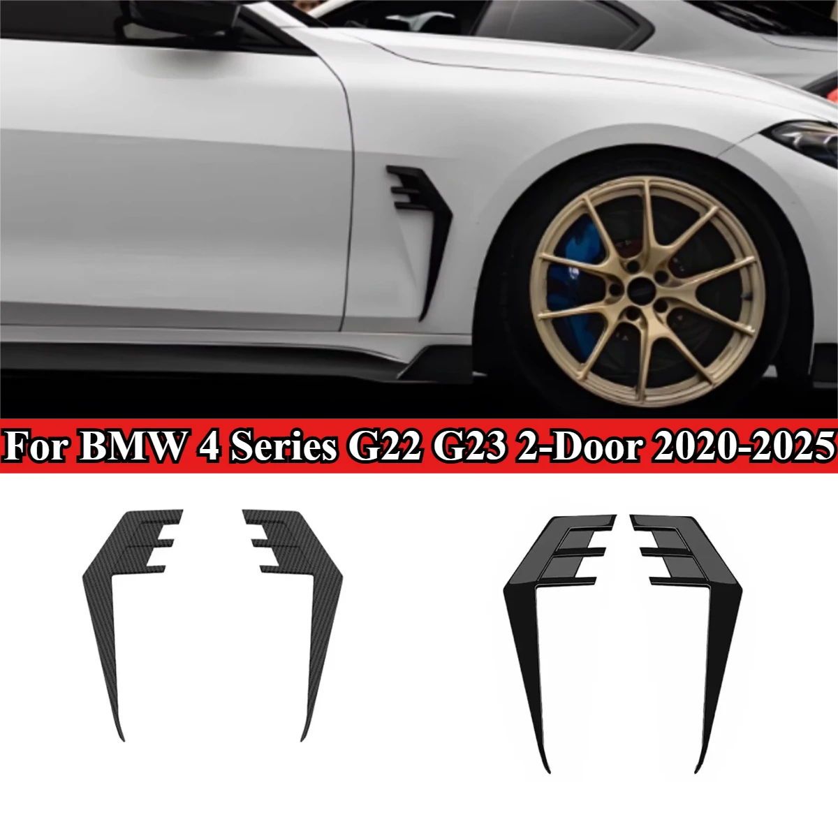 Side Spoiler Tuning Exterior Trim For BMW 4 Series G22 G23 2-Door 2020-2025 Gloss Black Airflow Split Car Side Panel Covers