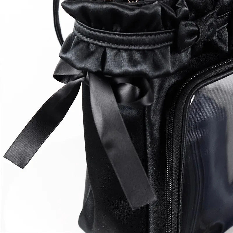 Ita Bag 2024 Sweet Bow Transparent Underarm Bags for Women New Ruched Elegant Satin Totes Lolita Girls Display Shoulder Bag