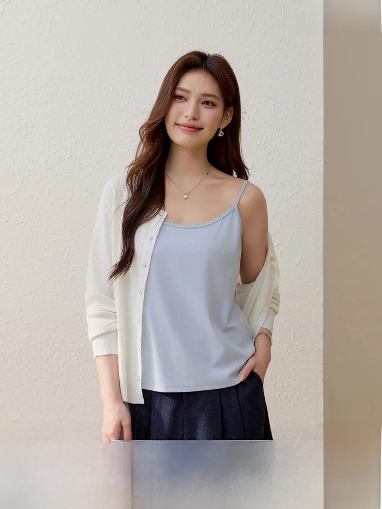 

Мягкий, удобный, приятный для кожи жилет на бретельках, универсальный, больших размеров, женская нижняя одежда, весенняя новинка, корейский стиль, облегающий крой.