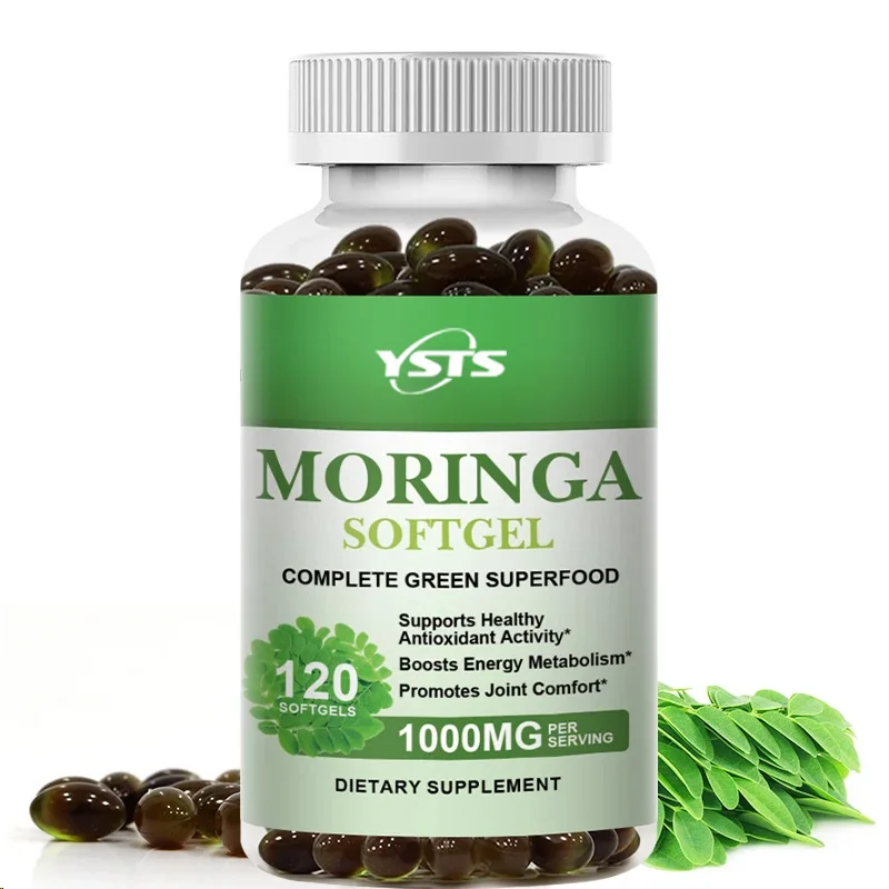 Moringa Capsules - Pure Moringa Powder, Promotes Skin, Hair and Intestinal Health, Enhances Immunity, Energy, Antioxidant