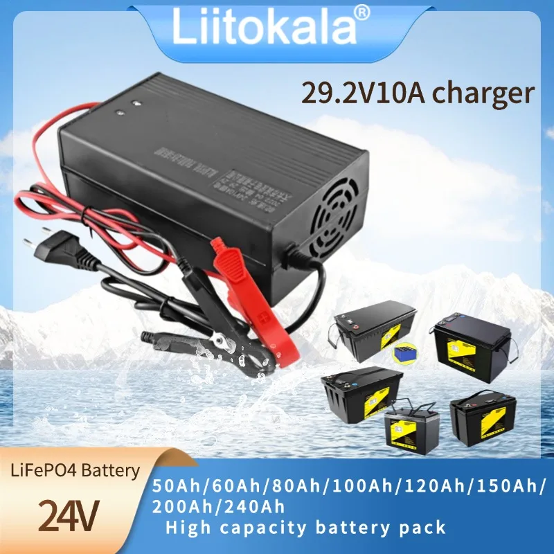

LiitoKala 24 В 50 60 80 100 120 150 200 240 Ач Аккумулятор LiFePo4 высокой емкости цикл 6000 + встроенный BMS для электрических фонарей
