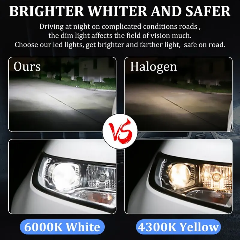 Dualvision-H7 Luzes de nevoeiro LED Canbus, H1, H8, H9, H11, H1, H8, H9, H11, 9006Hb4, 9005, Hb3, Lâmpadas de Led 360, 30000LM, 300W, 3D, super Mini Diodos