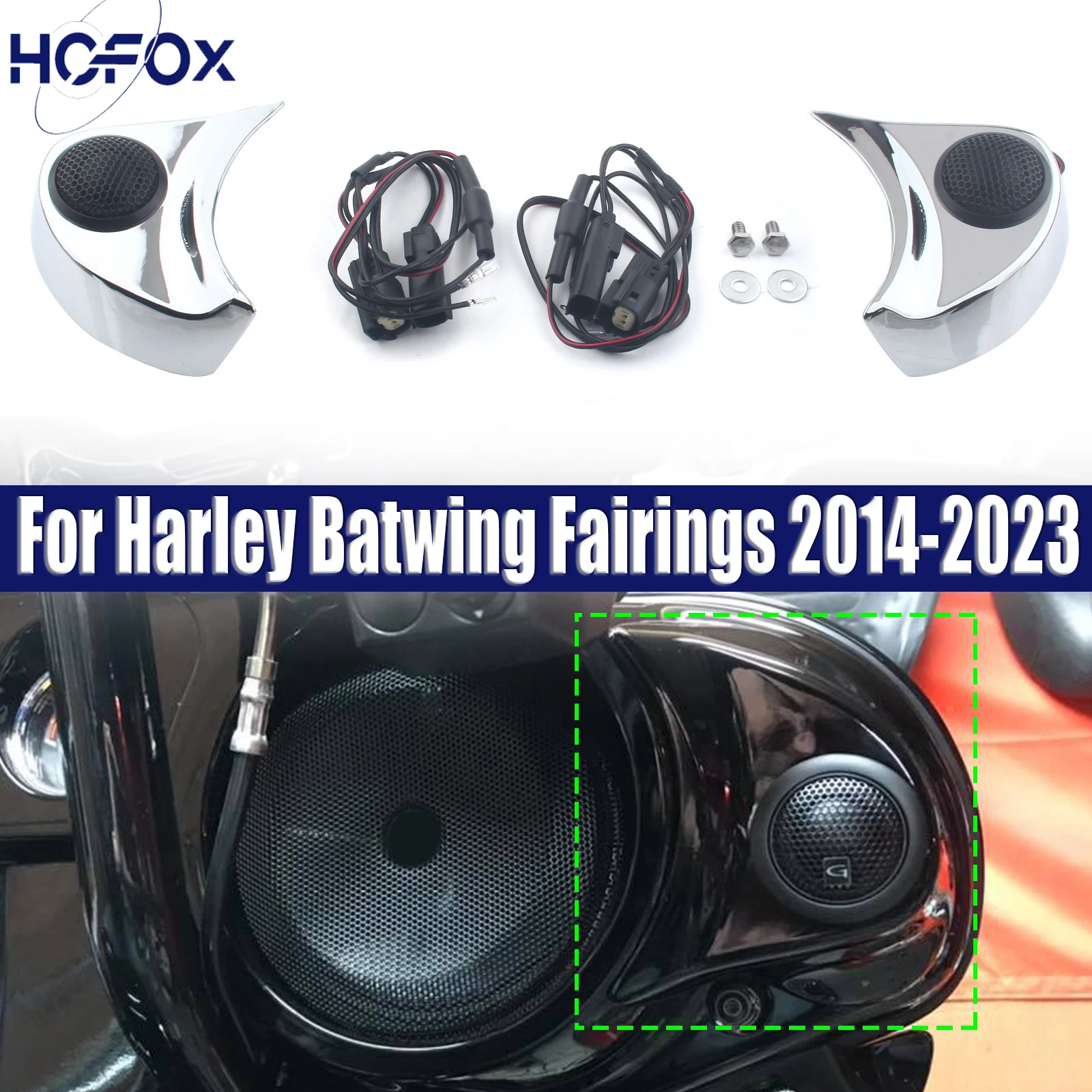 

For Harley Batwing Fairings 2014-2023 Street Glide FLHX Batwing Fairing Tweeter Speaker Kit