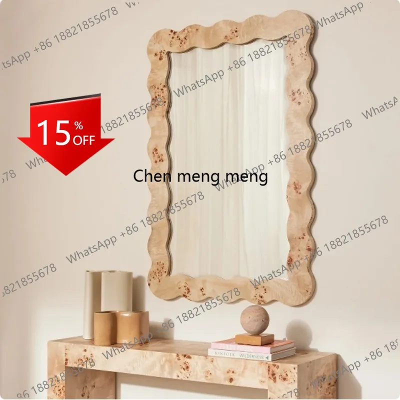 B182 tree tumor wood grain frame full body floor mirror thickened mirror showing height and thinness Nordic minimalist suspensio