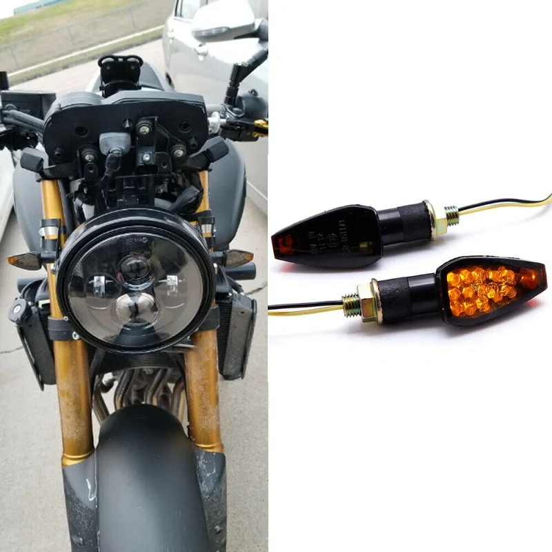 2pcs LED Turn Signal Light Motorcycle Mini Universal Led Motorbike Lampe Amber Blinker LED Indicators Light intermitentes moto