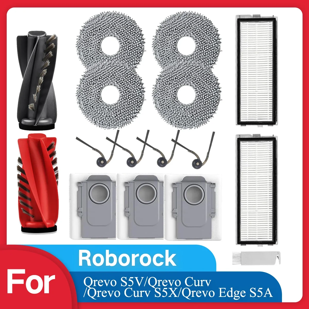 16 piezas de accesorios de repuesto para robot aspirador Roborock Qrevo Curv/Curv S5X/Qrevo Edge/Edge S5A/Qrevo S5V