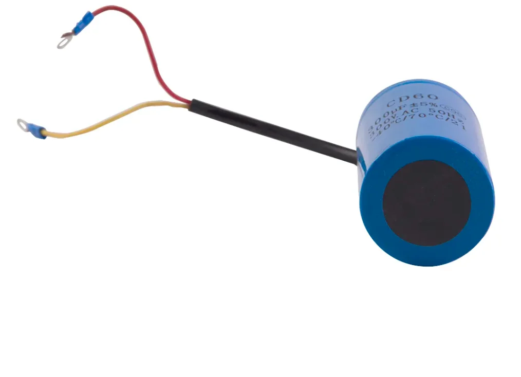 CD60 300uF 300V AC Starting Capacitor For Heavy Duty Electric Motor Air Compressor Red Yellow Two Wires