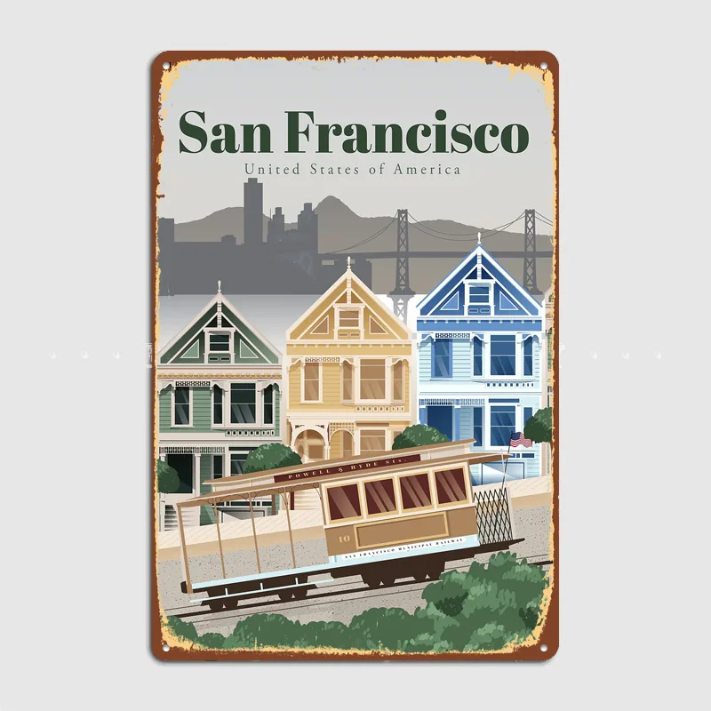 Travel to San Francisco  Metal Custom Sign Living Room Wall Indoor Decor Room Decoration Bedroom Posters Home Decor