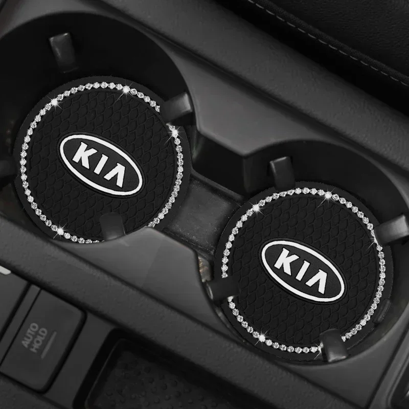 2pcs Silica Gel Car Water Cup Coasters Anti-slip Mats Pad for KIA K2 K3 K5 K7 Soul Seltos Sportage Sorento Rio Forte Stinger