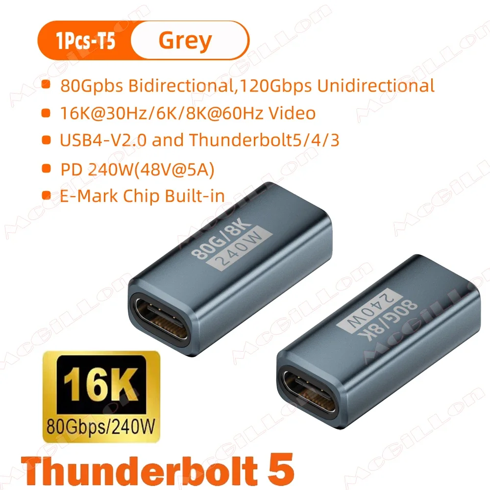 USB4 V2 90-Grad-Typ-C-Winkeladapter 80 Gbit/s Thunderbolt 5 4 3 Winkeladapter 240 W USB-C-Kabelstecker 40 Gbit/s für MacBook Air