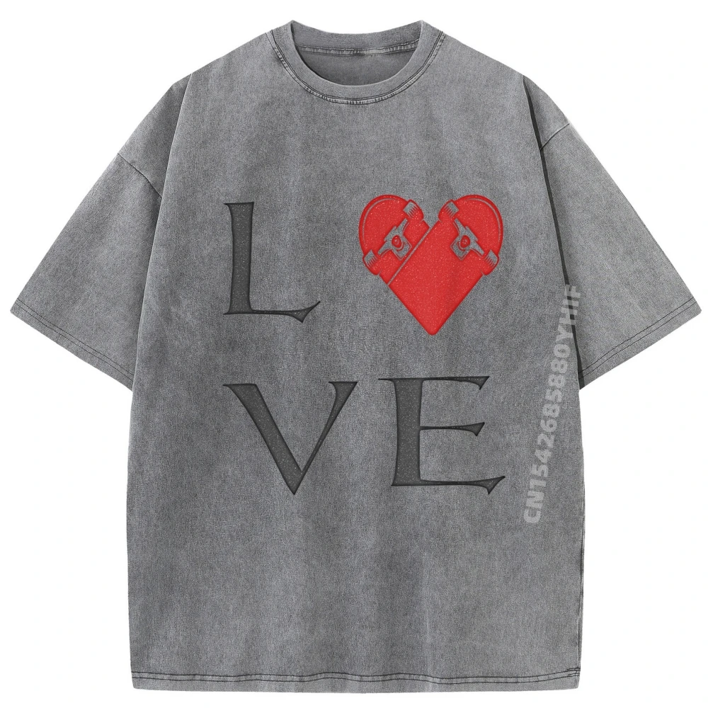 

Valentines Day Skateboard Skateboarder Tshirts Special Female Printed Tops & Tees Party Tees Streetwear Cotton Washed Shirt