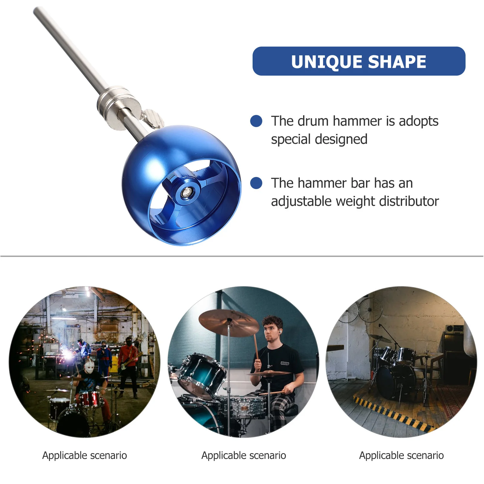 

Aluminium Alloy Drum Pedal Hammer Replacement Adjustable Impact Force Drum Foot Pedal Parts Durable Percussion Instrument