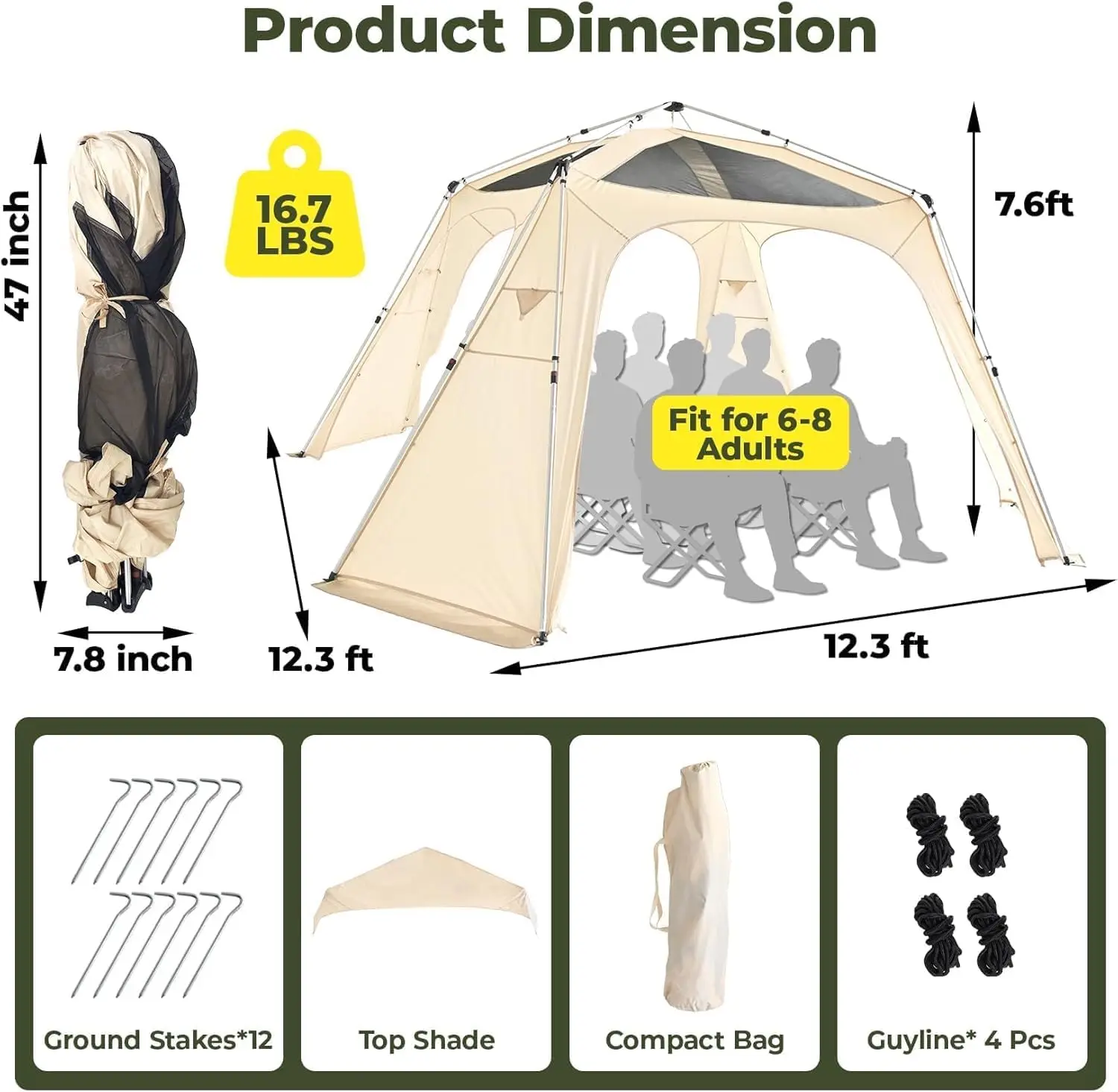 12' x 12' Pop Up Gazebo All Weather Instant Canopy Tent UPF 50+ Waterproof Portable Screen Pergola Shelter for Patio Backyard Deck Garden Poolside