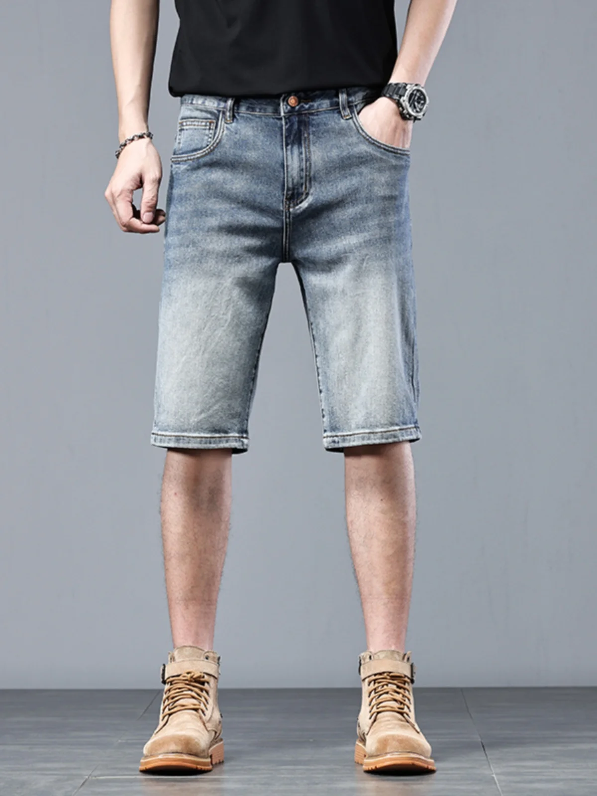 

Мужские джинсы Slim Fit с прямыми штанинами, модные, брендовые, летние, из тонкого хлопка, эластичные, износостойкие, с вышивкой, пять карманов