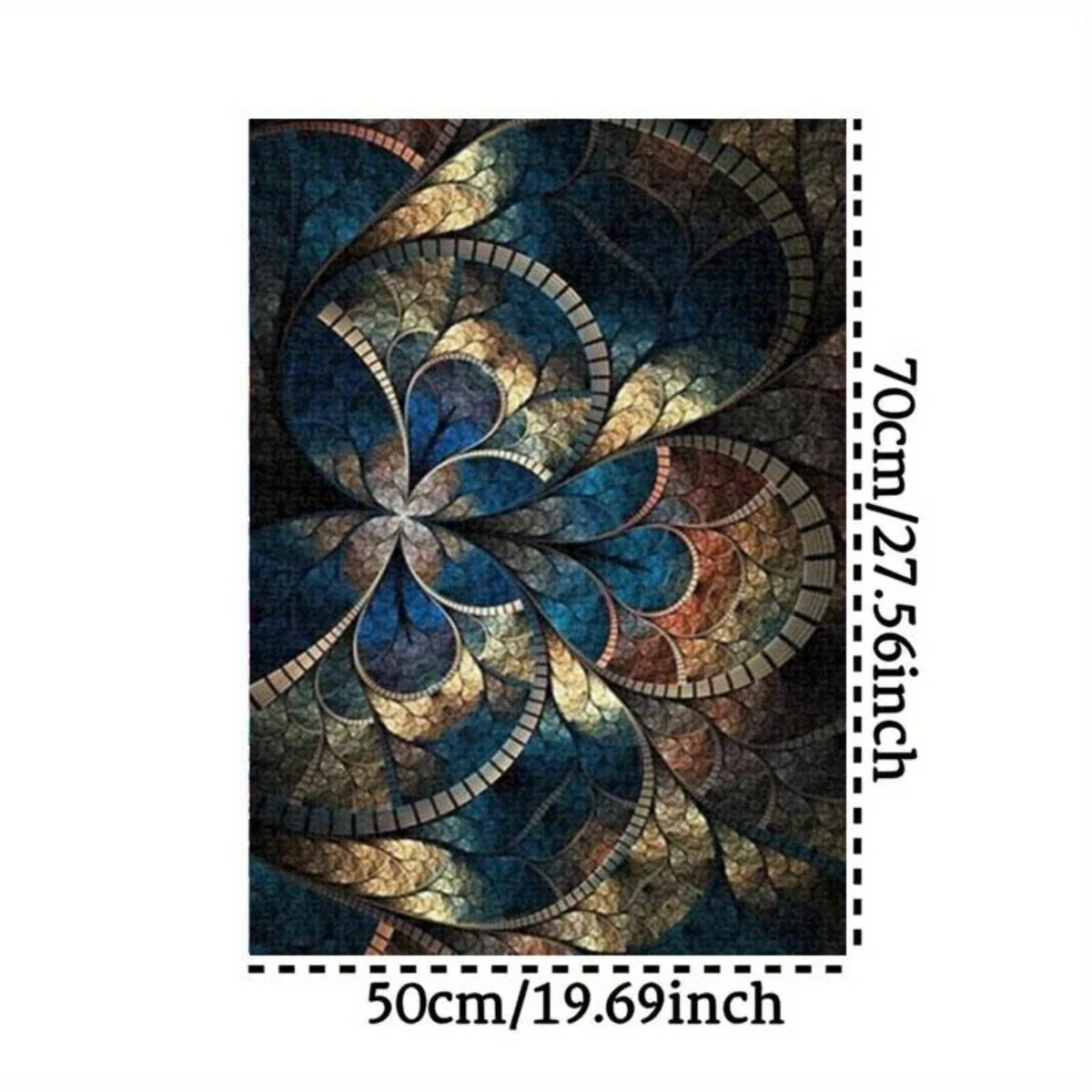 1000pcs Colorful Spiral Fractal Puzzle - Blue, Golden & Brown Interwoven Artistic Patterns, Large Size Frameless Cardboard Jig