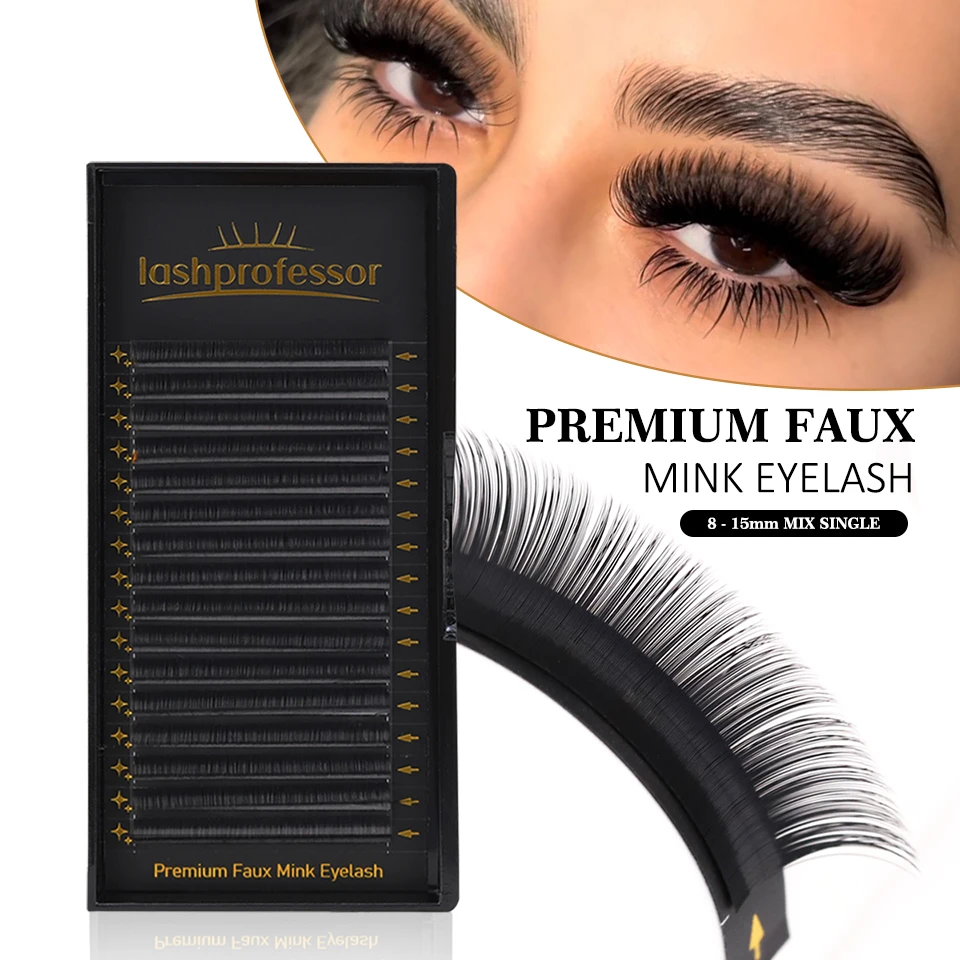 

Lashprofessor 16rows/Case 5~20mm Classic Mix Eyelash Extension Premium Natural Soft Individual Faux Mink Supplies Makeup Cilios