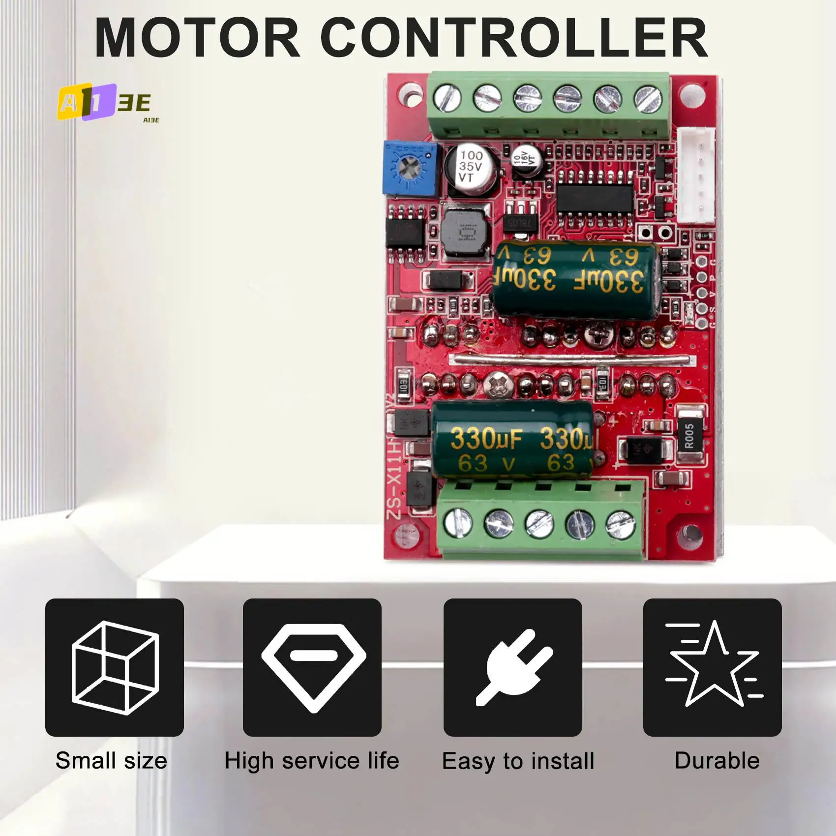 A13E-DC 6-60V 400W BLDC Three Phase DC Brushless Motor Controller PWM Hall Motor Control Driver Board 12V 48V