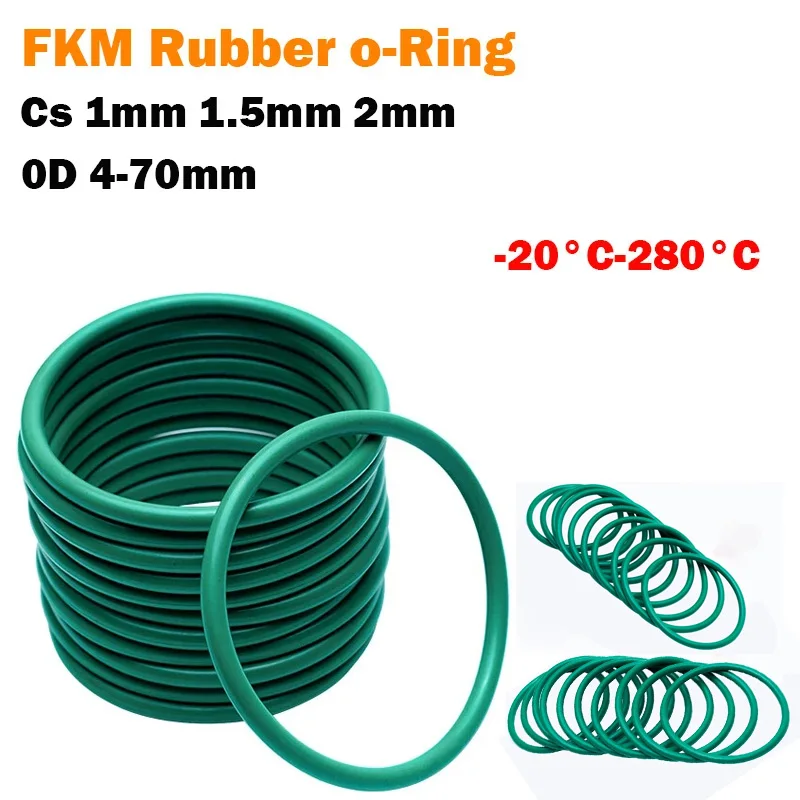 Thickness Cs 1mm 1.5mm 2mm Green Fkm Fluorine Rubber O Ring Gasket Od 4-70mm Round O-rings Seal Washer Oil And Acid Resistant