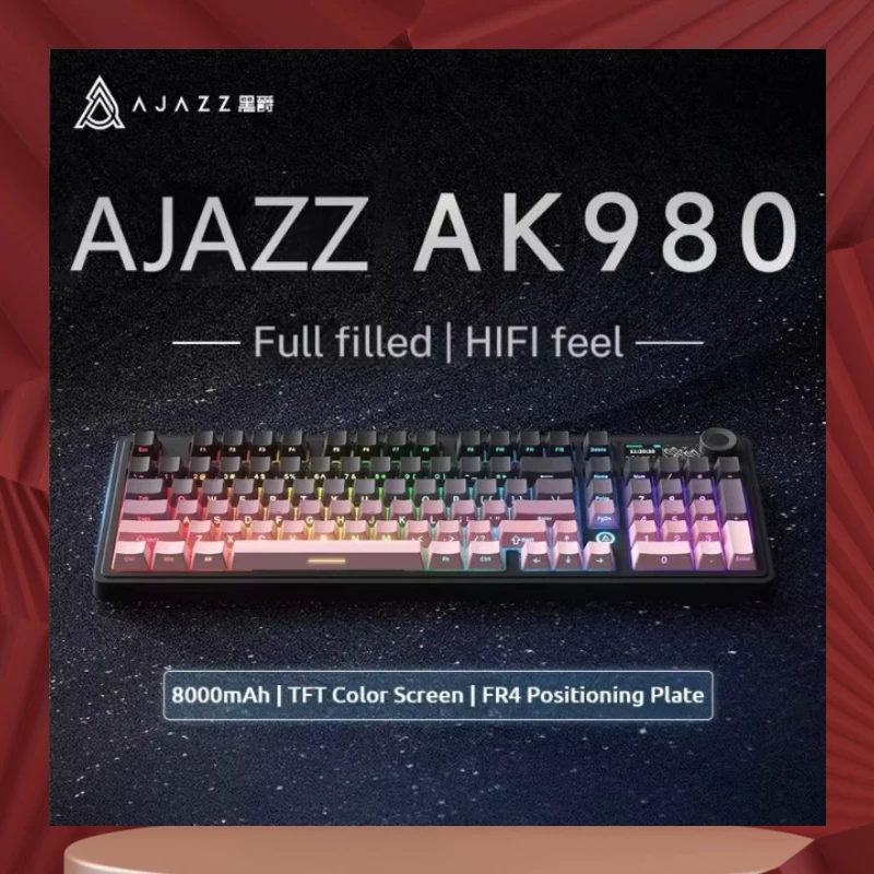 

AJAZZ AK980 Gaming Mechanical Keyboard Tri Mode Custom Multi-Knob Screen RGB Esports Wireless Keyboard with TFT Smart Display