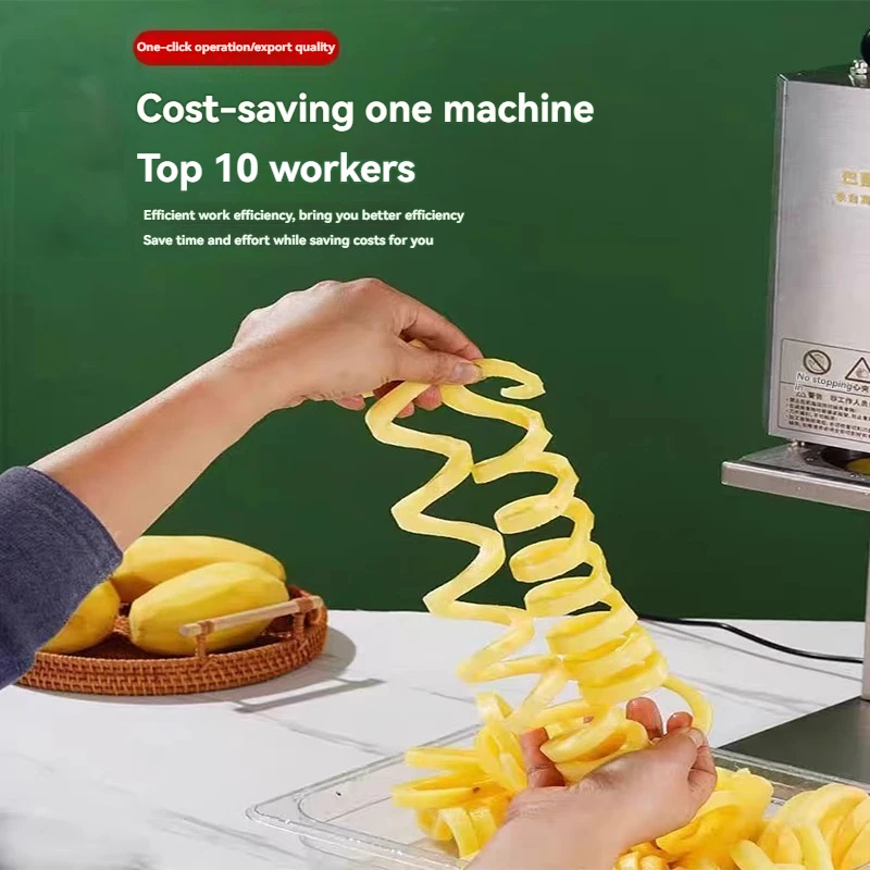 100-240V Electric Spiral Potato Cutter Curly Fries Twist Potato Tower Machine Stainless Steel Food Processor