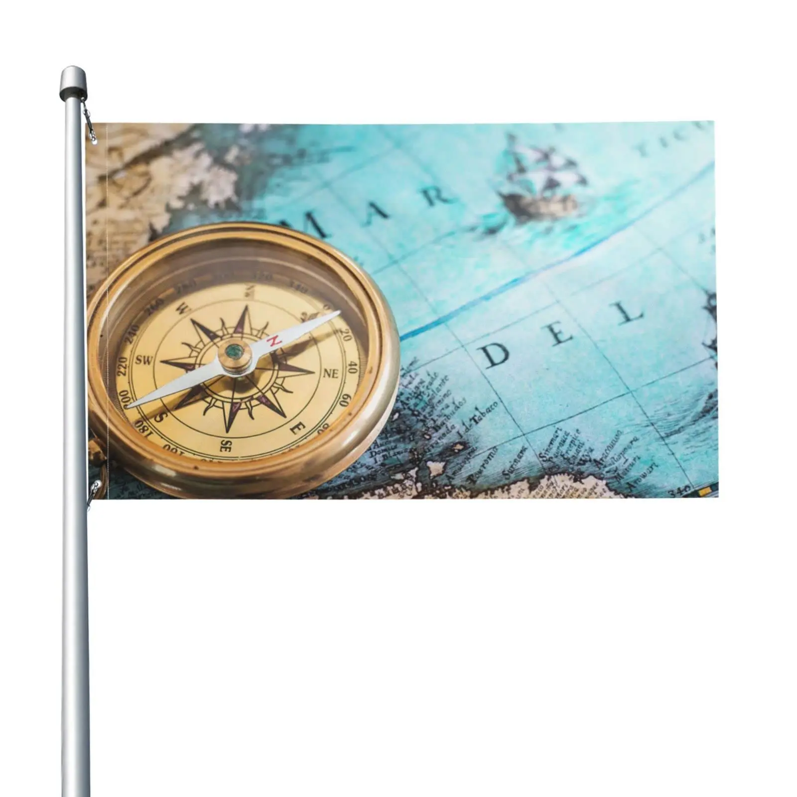 Compass Flag Vintage Ocean Sea Bronze Nautical Sailing Map Outdoor Flags Large Welcome Yard Home Garden Decoration for Women Men