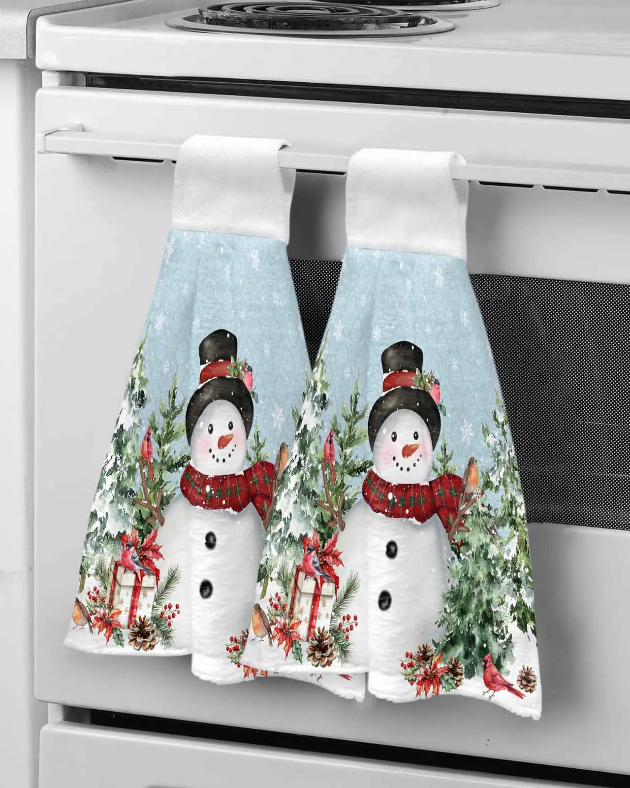 Christmas Snowman Tree Gift Snowflake Mockingbird Wipe Hand Towel Absorbent Hanging Towels Kitchen Wipe Dishcloths Bathroom Wipe